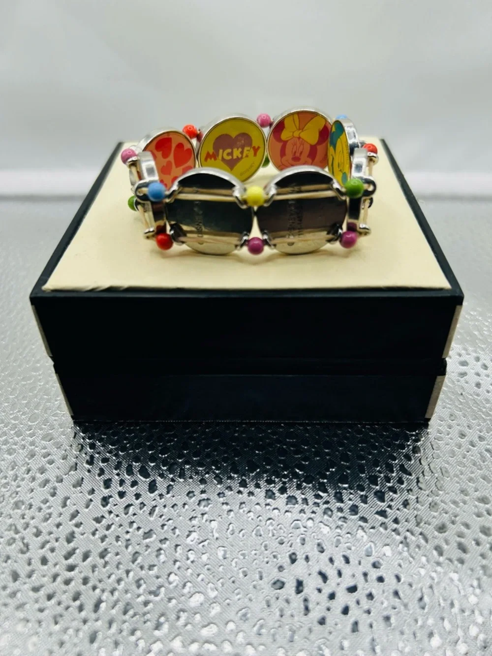 Disney character charm bracelet stretch multicolored novelty collectible